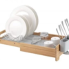 Expandable Aluminum Dish Rack with Bamboo Frame