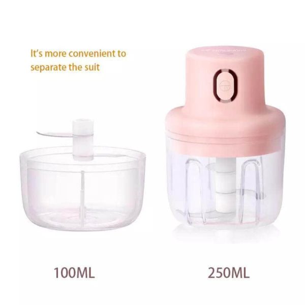 Electric Chopper 100ml+250ml Rechargeable Vegetable Fruit Mincer Blender - Image 4