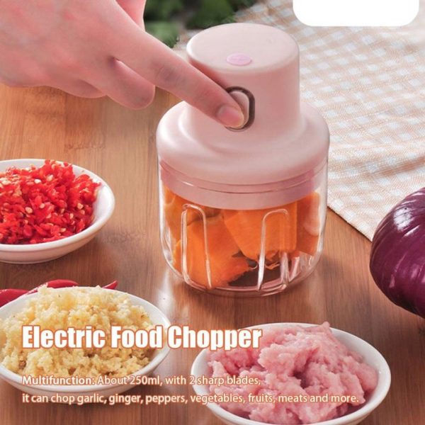 Electric Chopper 100ml+250ml Rechargeable Vegetable Fruit Mincer Blender