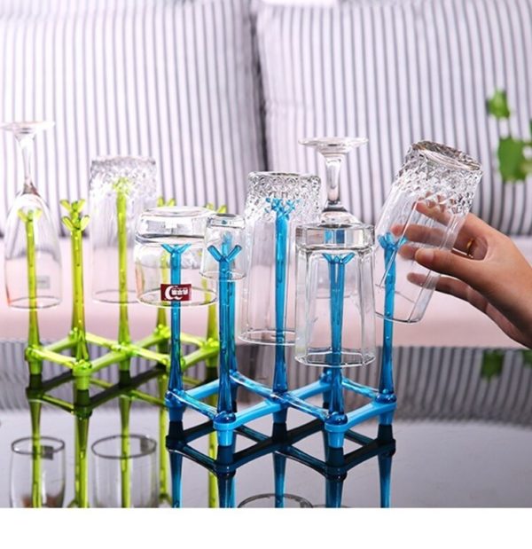 Folding Glass Stand Cup Holder Kitchen Accessories Home Storage Rack For Living Room - Image 2