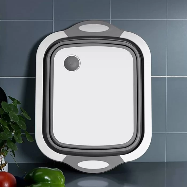 3-in-1 Folding Cutting Board With Basket, Multi-board Kitchen Foldable Cutting Board Fruit Vegetables Washing Drain Sink Storage Basket