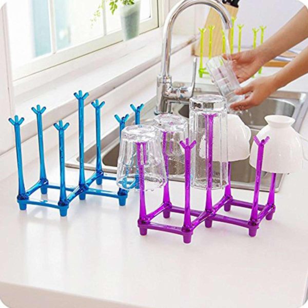Folding Glass Stand Cup Holder Kitchen Accessories Home Storage Rack For Living Room - Image 3