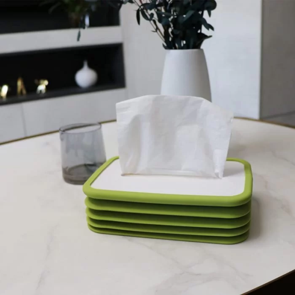 Foldable Tissue Box Holder Cover, Rectangular,Silicone Elastic Lifting Tissue Holders for Bedroom,Bathroom,Office - Image 6