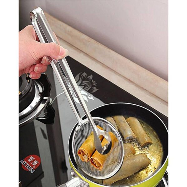 Frying Mesh Colander Quick Strain Stainless Steel Tong Colander - Image 2