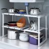 Adjustable Kitchen Storage Rack Pool Space Arrangement Frame Under-Sink Storage Shelves 2 Tier