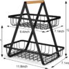 2-Tier Countertop Vegetable Fruit Basket Fruit Bowl Bread Basket Vegetable Holder for Kitchen Storage Black - Image 4