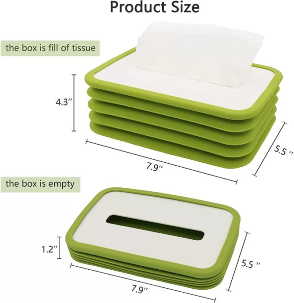 Foldable Tissue Box Holder Cover, Rectangular,Silicone Elastic Lifting Tissue Holders for Bedroom,Bathroom,Office - Image 5