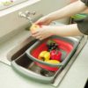 Kitchen Colander Fruit Vegetable Washing Basket Foldable Strainer Collapsible Drainer Over The Sink Adjustable - Image 3