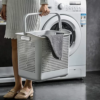 2-Tier Laundry basket Organizer Cart Plastic Trolley Shelf Rack with Laundry Storage Basket Perfect for Kitchen Bathroom Laundry - Image 3