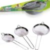 Metal Tea Strainer Set, Silver, 3 Pieces - Image 2