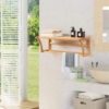 Bamboo Storage Towel Shelf, Wall Mount Bathroom Shelf with Towel Bars, for Bathroom & Household Items