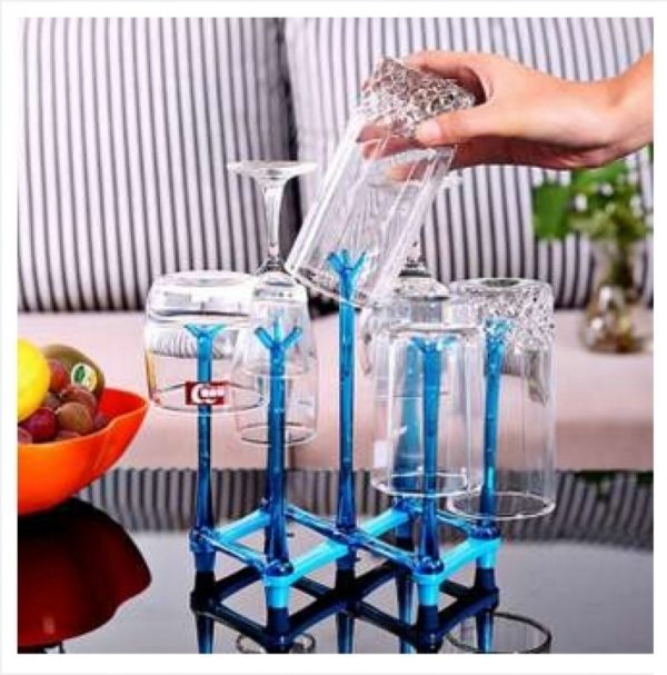 Folding Glass Stand Cup Holder Kitchen Accessories Home Storage Rack For Living Room