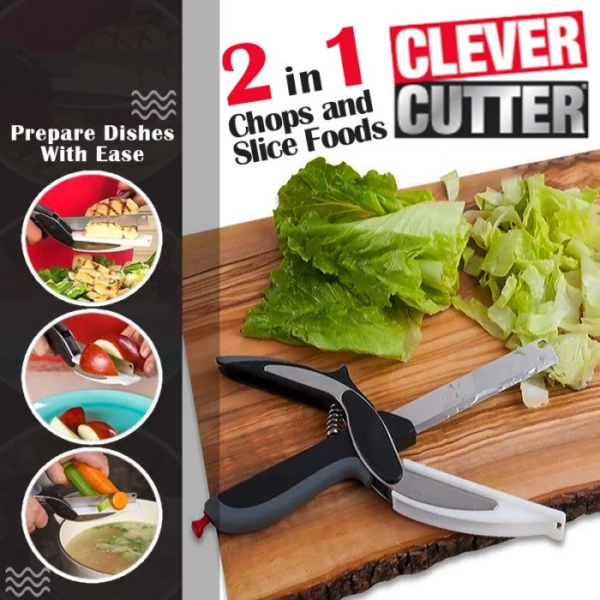 Clever Cutter 2-in-1 Food Chopper Vegetable Slicer Chopper Scissor Kitchen Knife
