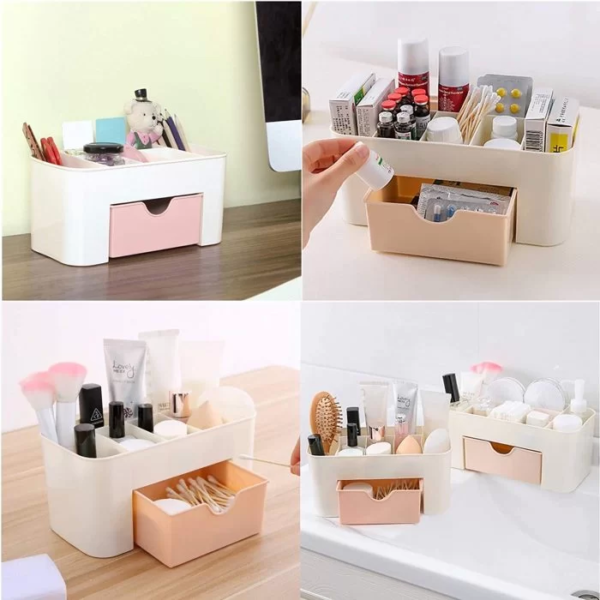 Saving Space Desktop Cosmetic Brush Storage Case With Drawer Makeup Item Pens Desk Organize Box - Image 3