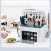 Double Kitchen Spice Box Set Combination Plastic Salt Shaker Seasoning Storage Box with tool holder