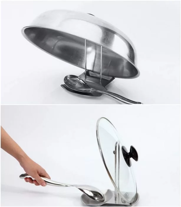 Lid And Spoon Stand Holder Stainless Steel – Cover Lid Rest Stand Spoon Holder Organizer - Image 2