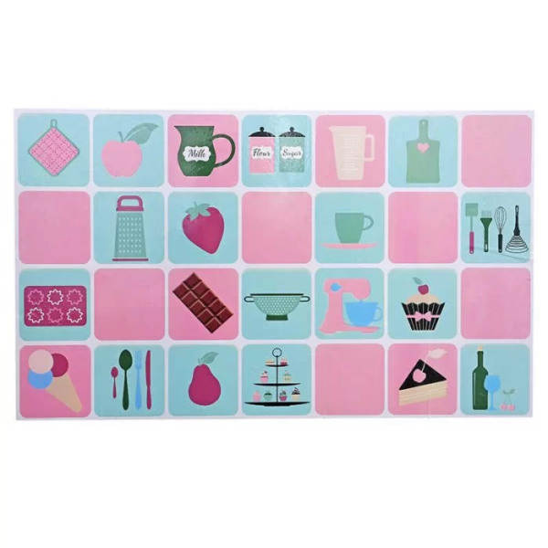 Oil Proof Stove Top Wallpaper Printed Kitchen Oil Resistant Self Adhesive Sticker (Blue) - Image 2