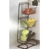 3-Tier Wire Basket Stand – Snack Fruit Vegetable Produce Metal Hanging Storage Bin for Kitchen Pantry – Free-Standing or Stacking Organizer - Image 3