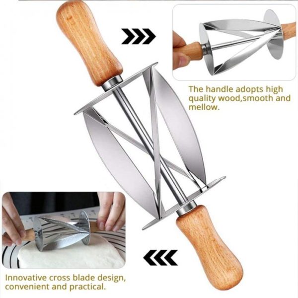Stainless Steel Rolling Cutter With Wooden Handle – Roller for Croissant Cutter Steel Pastry Cutter - Image 4