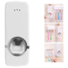 Toothpaste Dispenser Automatic Squeezer Wall Mount Toothbrush Holder Bathroom Storage Rack, White - Image 2