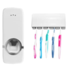 Toothpaste Dispenser Automatic Squeezer Wall Mount Toothbrush Holder Bathroom Storage Rack, White
