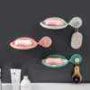 Bathroom Fish Shape Soap Holder Wall Mounted Plastic Double Layer Shelf Sticky Tray Soap Storage Box - Image 2