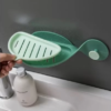 Bathroom Fish Shape Soap Holder Wall Mounted Plastic Double Layer Shelf Sticky Tray Soap Storage Box - Image 3