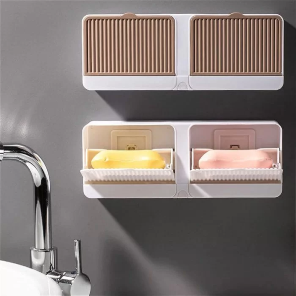 Wall Mounted Soap Box – No-Drilling Double Soap Drainer – Bathroom Soap Holder - Image 3