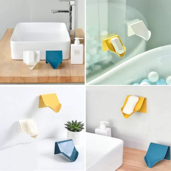V-Shape Soap Holder Better Draining Wall Mounted Multipurpose Holder for Soap/Phone/Dish Sponge - Image 2