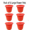 Pack of 6 Large Flower Pot 1 feet for any size plants, flower growing Outer dia 10 inch, Height: 9.25 inch