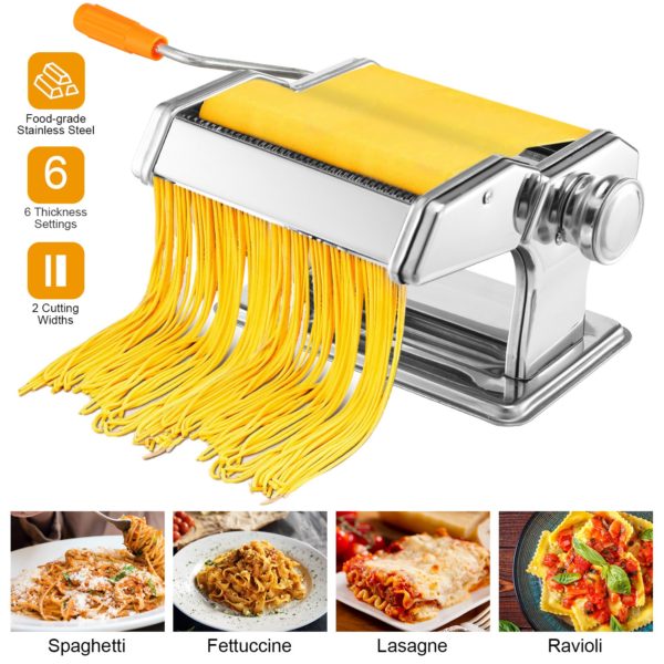Pasta Maker, Roller Pasta Machine Stainless Steel Noodle Machine – 6 Adjustable Thickness Settings - Image 5