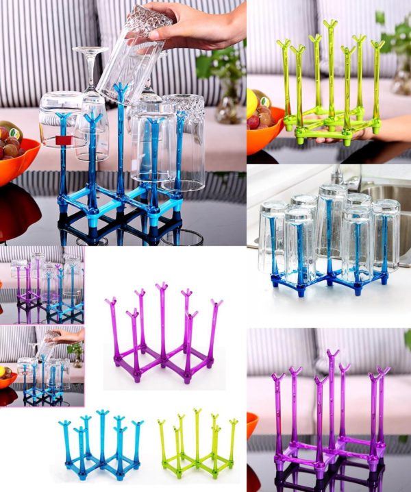 Folding Glass Stand Cup Holder Kitchen Accessories Home Storage Rack For Living Room - Image 5