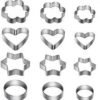 12PCS Cookie Cutters, Heart Star Circle Flower Shaped Mould Cookie Pastry Fruit Cutters, Stainless Steel Decorating Mold - Image 2