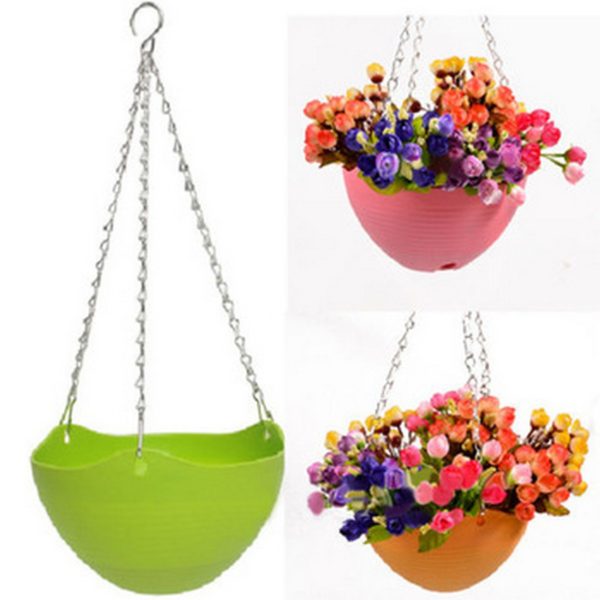 Pack of 2 Hanging Pots with Chain Hangers Planters Plastic Gardening Pots alternate to Clay Pots best container gardening ideas