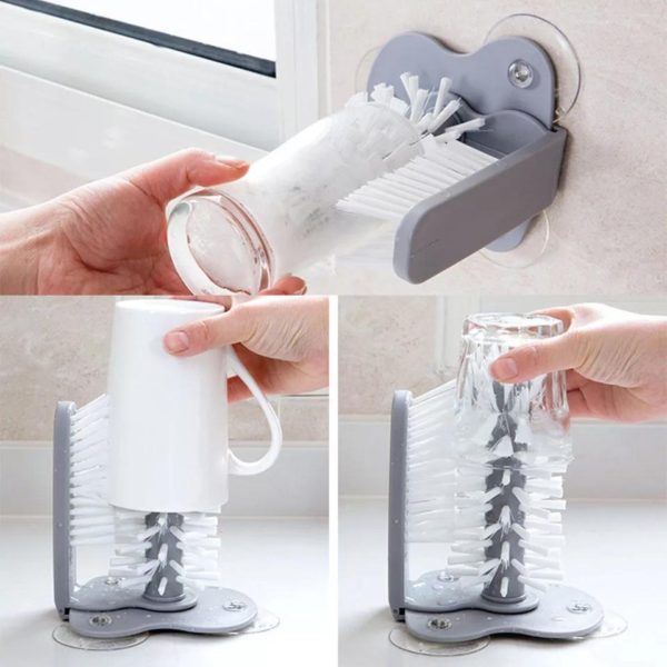 Glass Washer Brush Cleaner, Standing Bottle Cup Brush Cleaner for Kitchen Bar Sink - Image 6