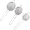 Metal Tea Strainer Set, Silver, 3 Pieces