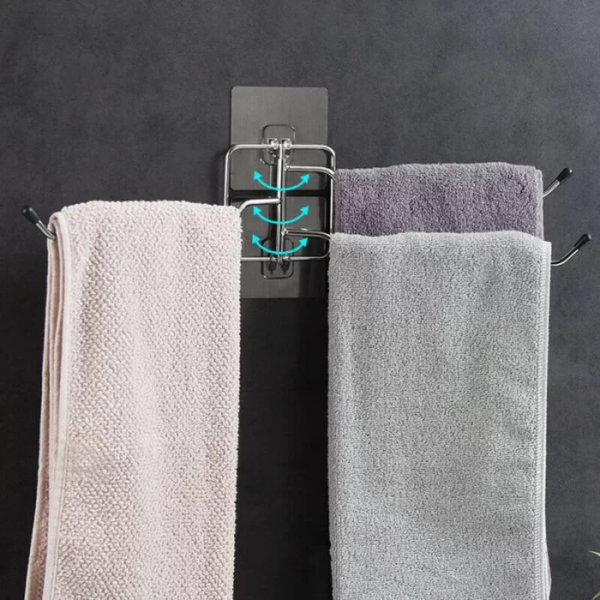 Wall-Mounted Towel Rack Holder Swing Arms Swivel Towel Bar 3-Arm Bathroom Kitchen Towel Rack - Image 6