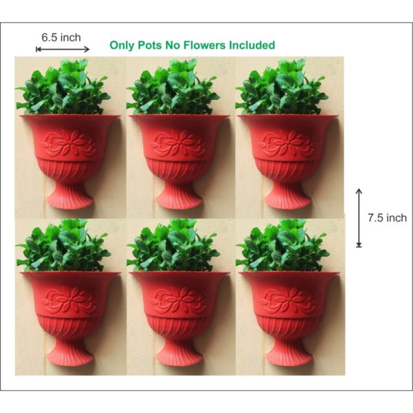 Pack of 6 Plastic wall hanging Pot 7.5 inch size for gardening and decoration Lajawab Brand