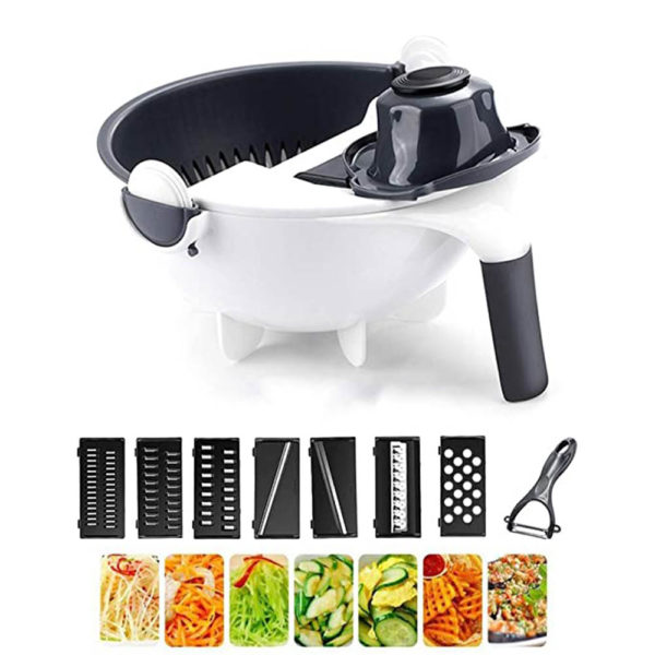 Hand Held Spiralizer Create Noodles From Vegetable 9 in 1 Onion Chopper ,Onion Chopper with Container Peeler Lemon Squeezer - Image 2
