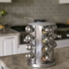 Stainless Steel 16 pcs Jars Rotating Spice Jar Rack Set Seasoning Stand Holder Condiment Salt Pepper Shaker Kitchen Tools