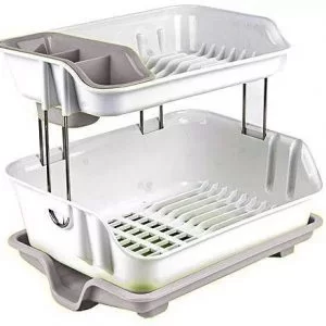Premium Double Layer Drain Dishes Kitchen Storage Rack – Multicolour
