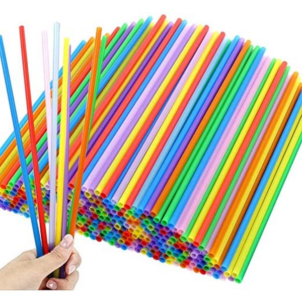 Pack Of 100 Colorful Straws Plastic Straws - Multicolor