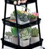 Kitchen Vegetable Fruit Utensils Storage Trolley 3-Tier Metal Serving Rolling Cart, Mobile Rack Organizer with Locking Wheels, Standing Shelf for Home Kitchen - Image 2