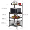 4 Tier Metal Kitchen Bakers Rack Rolling Utility Cart Spice Rack Microwave Oven Stand Shelf Utensil Holder Drawer Organizer Fruit Vegetable Storage Basket - Image 5