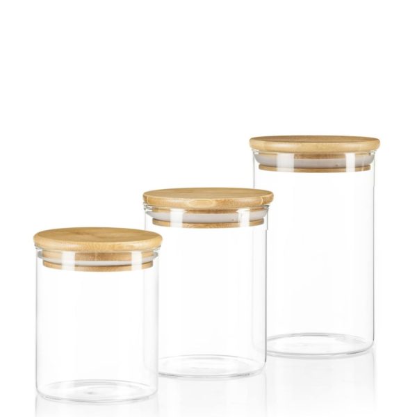 3Pcs Jar Set With Wooden Airtight Lids Glass Food Storage Jar Set - Image 4