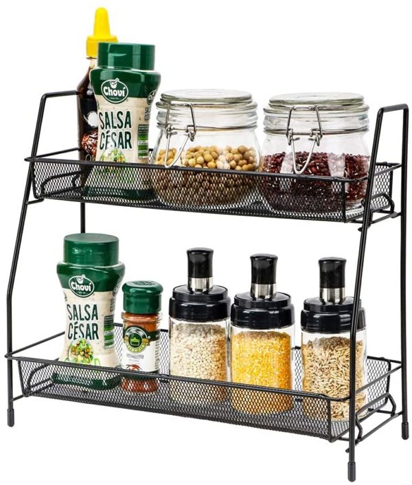 2 Tier Spice Rack Organizer Bathroom Shelf Desktop Makeup Organizer Countertop Small Storage Rack for Kitchen, Bath Room, Bedroom and Office - Image 4