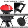 17″ Charcoal Kettle Grill Outdoor Moving Wheels Barbecue Grill Smoker Heat Control for Garden Backyard Standing & Grilling Steaks - Image 4