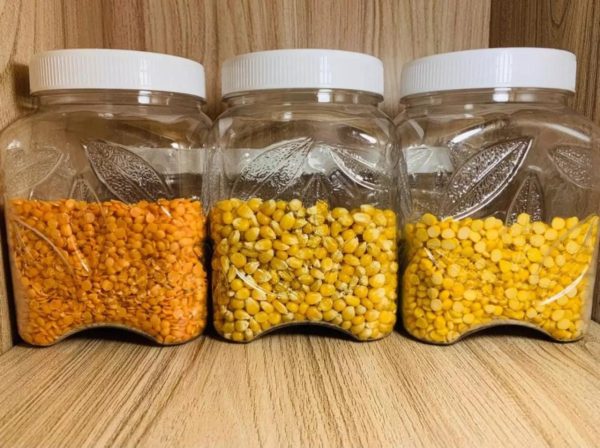 PACK OF 6 PCS – LEAF DESIGN – Wide Mouth Storage Jar 1000 ML