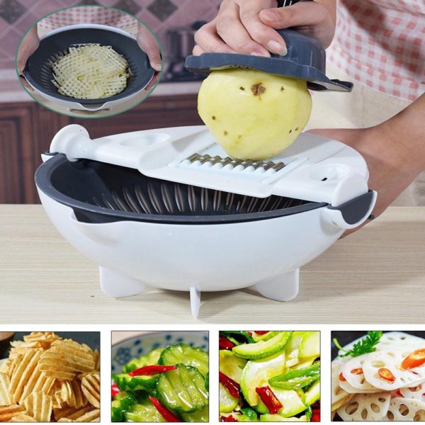 Hand Held Spiralizer Create Noodles From Vegetable 9 in 1 Onion Chopper ,Onion Chopper with Container Peeler Lemon Squeezer - Image 4