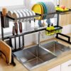 Dish Drying Rack Over Sink Kitchen Storage Shelf Countertop Space Saver Display Stand Tableware Drainer Organizer Utensils Holder - Image 4